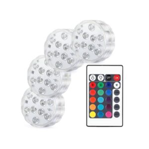 GlowWaterLights, 4 dispozitive cu lumini LED rezistente la apă, cu telecomandă